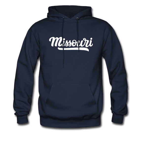 Missouri Hoodie - Hand Lettered Unisex Missouri Hooded Sweatshirt - navy