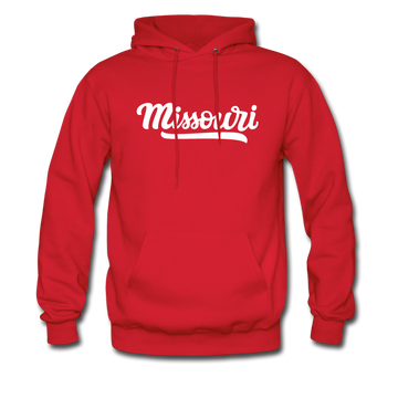 Missouri Hoodie - Hand Lettered Unisex Missouri Hooded Sweatshirt - red