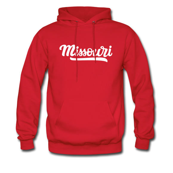 Missouri Hoodie - Hand Lettered Unisex Missouri Hooded Sweatshirt - red