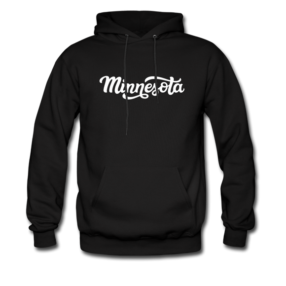 Minnesota Hoodie - Hand Lettered Unisex Minnesota Hooded Sweatshirt - black