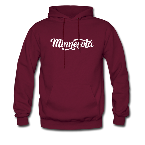 Minnesota Hoodie - Hand Lettered Unisex Minnesota Hooded Sweatshirt - burgundy