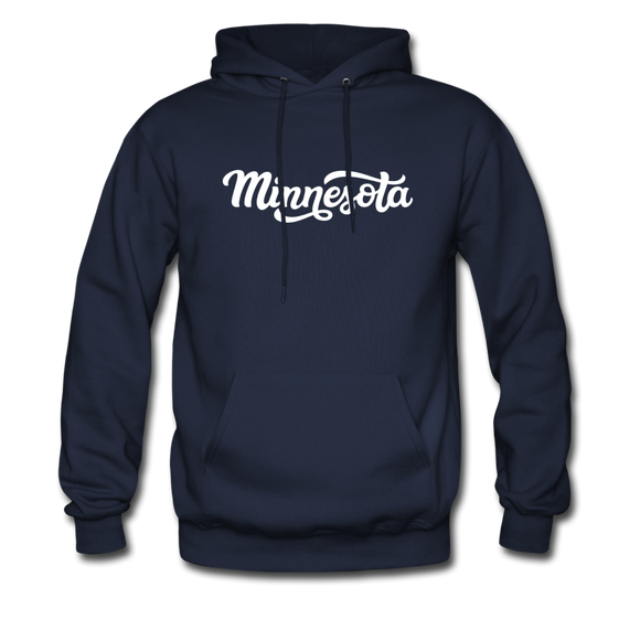Minnesota Hoodie - Hand Lettered Unisex Minnesota Hooded Sweatshirt - navy