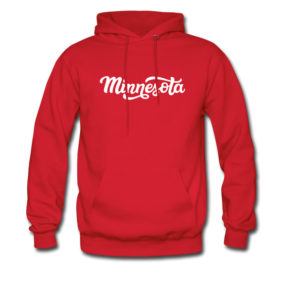 Minnesota Hoodie - Hand Lettered Unisex Minnesota Hooded Sweatshirt - red