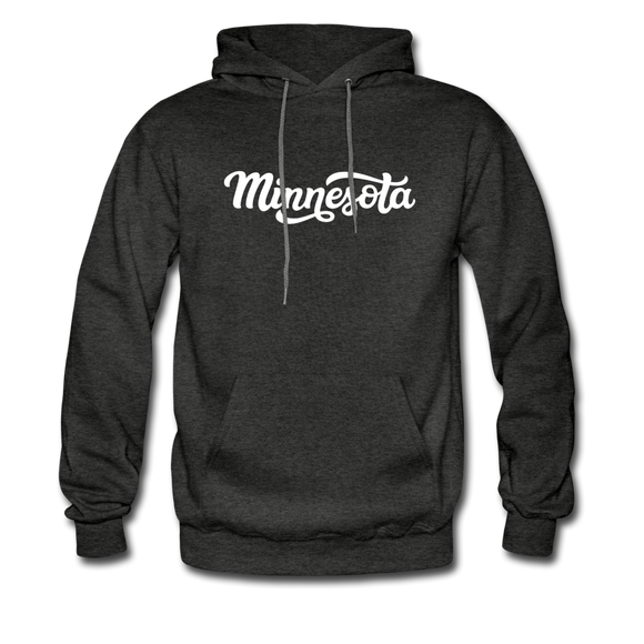 Minnesota Hoodie - Hand Lettered Unisex Minnesota Hooded Sweatshirt - charcoal gray