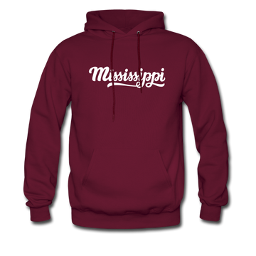 Mississippi Hoodie - Hand Lettered Unisex Mississippi Hooded Sweatshirt - burgundy
