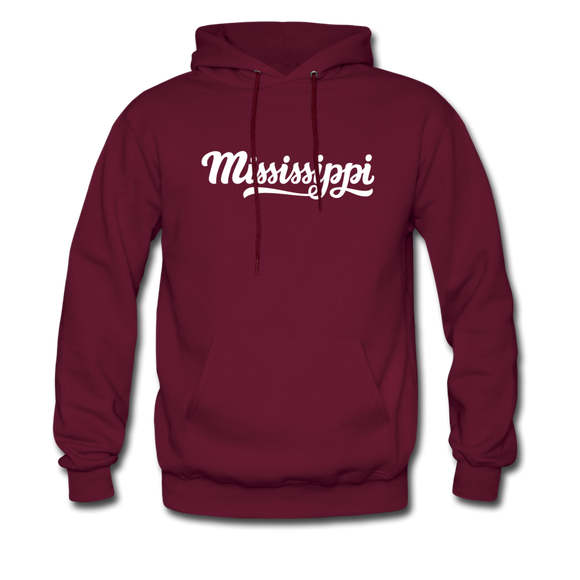 Mississippi Hoodie - Hand Lettered Unisex Mississippi Hooded Sweatshirt - burgundy