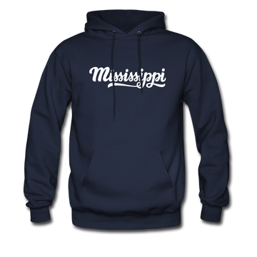 Mississippi Hoodie - Hand Lettered Unisex Mississippi Hooded Sweatshirt - navy