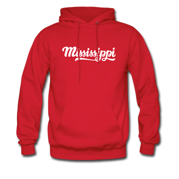 Mississippi Hoodie - Hand Lettered Unisex Mississippi Hooded Sweatshirt - red