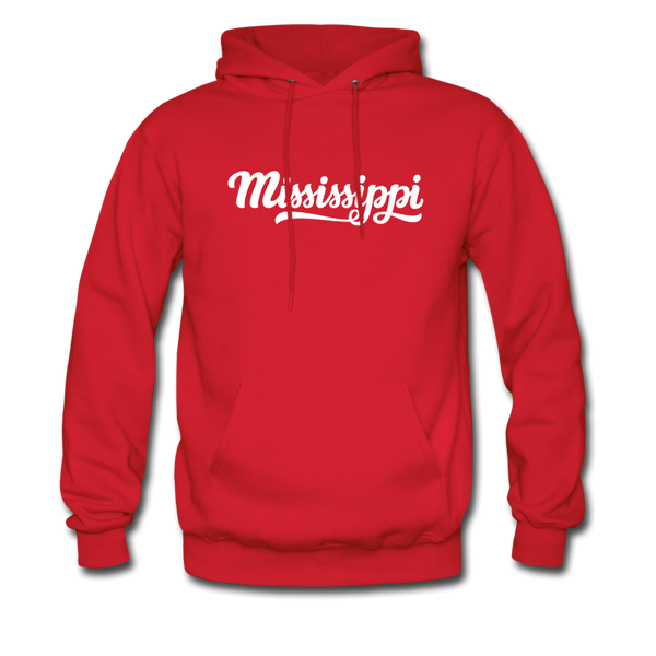 Mississippi Hoodie - Hand Lettered Unisex Mississippi Hooded Sweatshirt - red