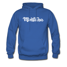 Montana Hoodie - Hand Lettered Unisex Montana Hooded Sweatshirt - royal blue