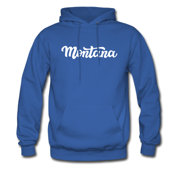 Montana Hoodie - Hand Lettered Unisex Montana Hooded Sweatshirt - royal blue