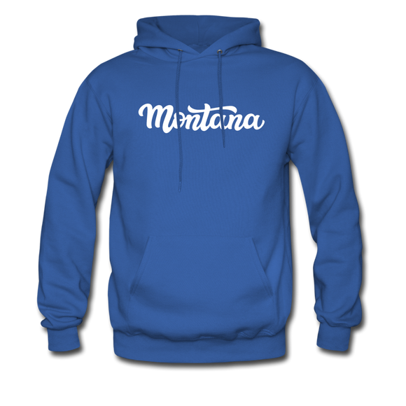 Montana Hoodie - Hand Lettered Unisex Montana Hooded Sweatshirt - royal blue