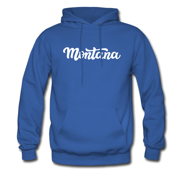 Montana Hoodie - Hand Lettered Unisex Montana Hooded Sweatshirt - royal blue