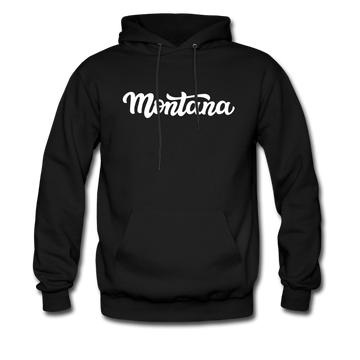 Montana Hoodie - Hand Lettered Unisex Montana Hooded Sweatshirt - black