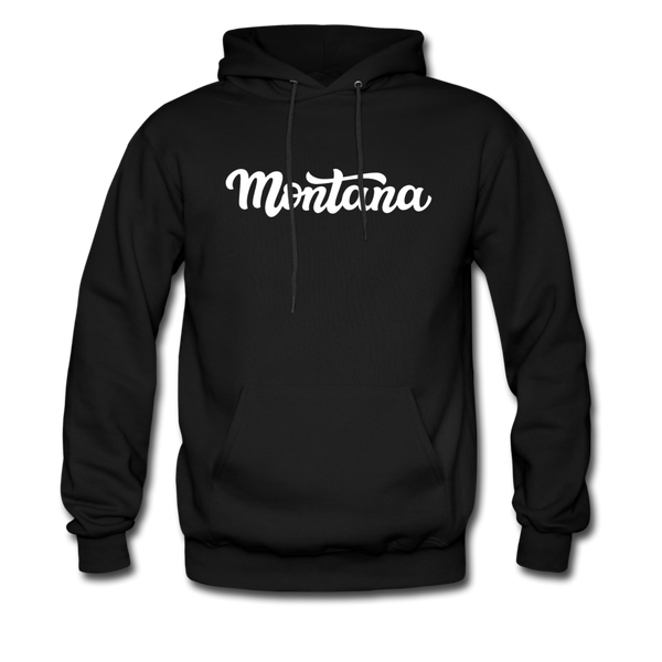 Montana Hoodie - Hand Lettered Unisex Montana Hooded Sweatshirt - black
