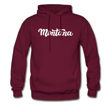 Montana Hoodie - Hand Lettered Unisex Montana Hooded Sweatshirt - burgundy