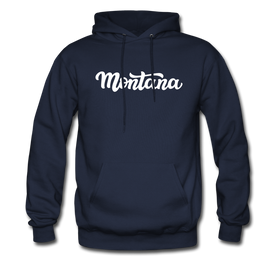 Montana Hoodie - Hand Lettered Unisex Montana Hooded Sweatshirt - navy