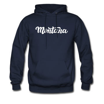 Montana Hoodie - Hand Lettered Unisex Montana Hooded Sweatshirt - navy