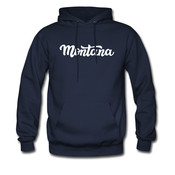 Montana Hoodie - Hand Lettered Unisex Montana Hooded Sweatshirt - navy