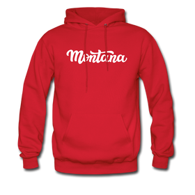 Montana Hoodie - Hand Lettered Unisex Montana Hooded Sweatshirt - red