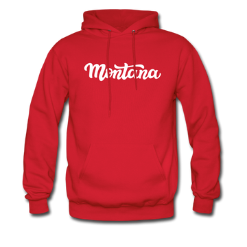 Montana Hoodie - Hand Lettered Unisex Montana Hooded Sweatshirt - red