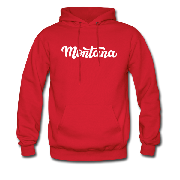 Montana Hoodie - Hand Lettered Unisex Montana Hooded Sweatshirt - red