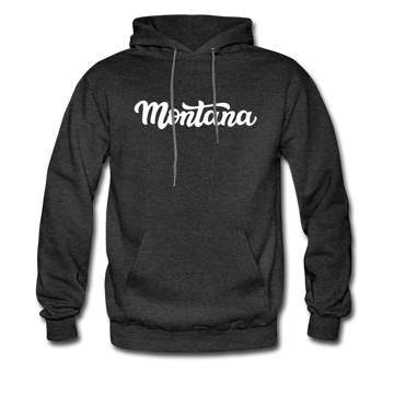 Montana Hoodie - Hand Lettered Unisex Montana Hooded Sweatshirt - charcoal gray