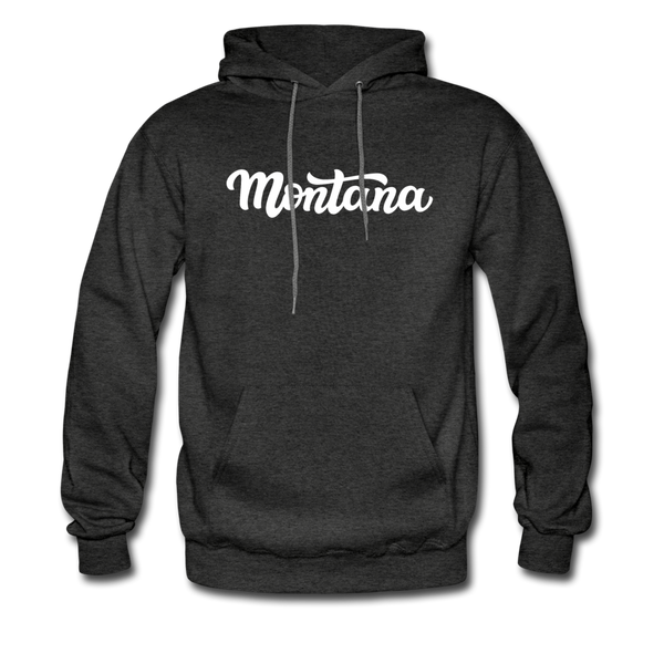 Montana Hoodie - Hand Lettered Unisex Montana Hooded Sweatshirt - charcoal gray