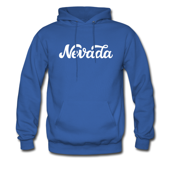 Nevada Hoodie - Hand Lettered Unisex Nevada Hooded Sweatshirt - royal blue