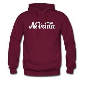 Nevada Hoodie - Hand Lettered Unisex Nevada Hooded Sweatshirt - burgundy