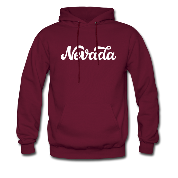 Nevada Hoodie - Hand Lettered Unisex Nevada Hooded Sweatshirt - burgundy