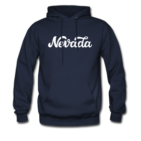 Nevada Hoodie - Hand Lettered Unisex Nevada Hooded Sweatshirt - navy