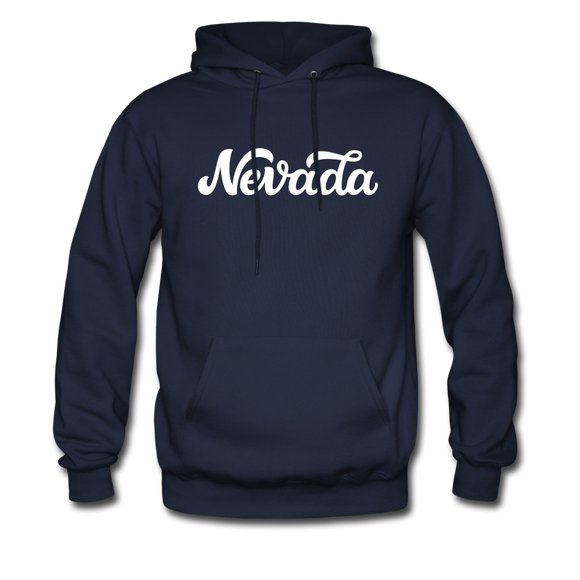 Nevada Hoodie - Hand Lettered Unisex Nevada Hooded Sweatshirt - navy