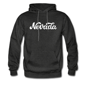 Nevada Hoodie - Hand Lettered Unisex Nevada Hooded Sweatshirt - charcoal gray