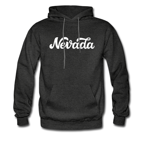 Nevada Hoodie - Hand Lettered Unisex Nevada Hooded Sweatshirt - charcoal gray