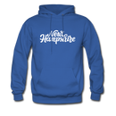 New Hampshire Hoodie - Hand Lettered Unisex New Hampshire Hooded Sweatshirt - royal blue