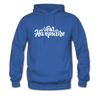 New Hampshire Hoodie - Hand Lettered Unisex New Hampshire Hooded Sweatshirt - royal blue
