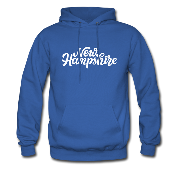 New Hampshire Hoodie - Hand Lettered Unisex New Hampshire Hooded Sweatshirt - royal blue