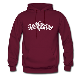 New Hampshire Hoodie - Hand Lettered Unisex New Hampshire Hooded Sweatshirt - burgundy