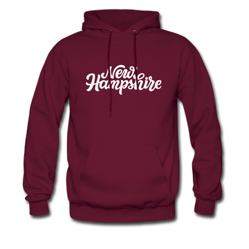 New Hampshire Hoodie - Hand Lettered Unisex New Hampshire Hooded Sweatshirt - burgundy