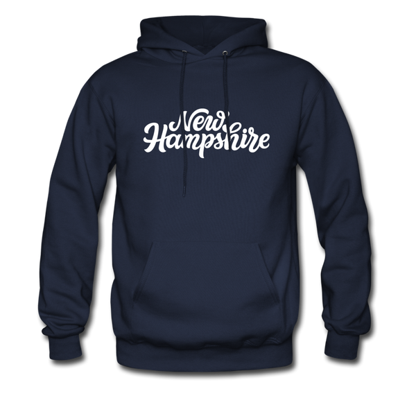 New Hampshire Hoodie - Hand Lettered Unisex New Hampshire Hooded Sweatshirt - navy