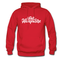 New Hampshire Hoodie - Hand Lettered Unisex New Hampshire Hooded Sweatshirt - red