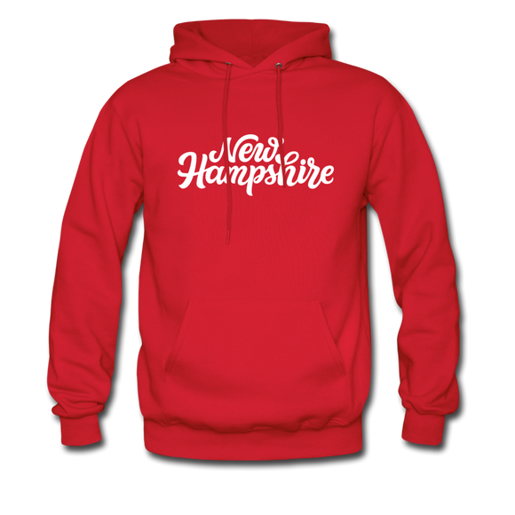 New Hampshire Hoodie - Hand Lettered Unisex New Hampshire Hooded Sweatshirt - red