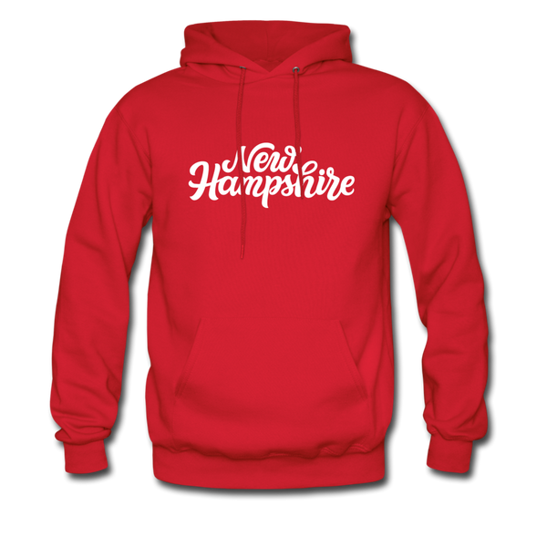 New Hampshire Hoodie - Hand Lettered Unisex New Hampshire Hooded Sweatshirt - red