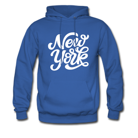 New York Hoodie - Hand Lettered Unisex New York Hooded Sweatshirt - royal blue