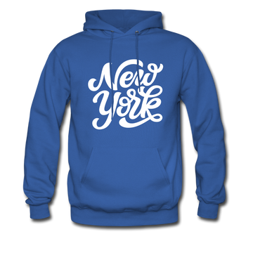 New York Hoodie - Hand Lettered Unisex New York Hooded Sweatshirt - royal blue