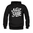 New York Hoodie - Hand Lettered Unisex New York Hooded Sweatshirt - black