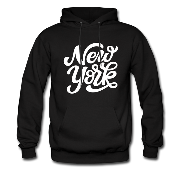 New York Hoodie - Hand Lettered Unisex New York Hooded Sweatshirt - black