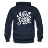 New York Hoodie - Hand Lettered Unisex New York Hooded Sweatshirt - navy