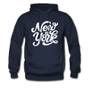 New York Hoodie - Hand Lettered Unisex New York Hooded Sweatshirt - navy